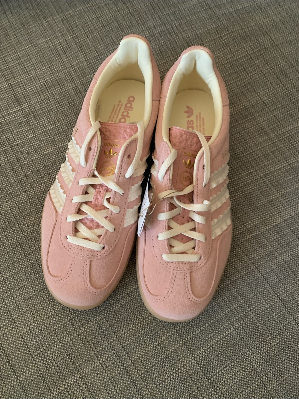 NWT Adidas Gazelle Women's Sz 7.5 Pink Suede Sneakers with White Stripes